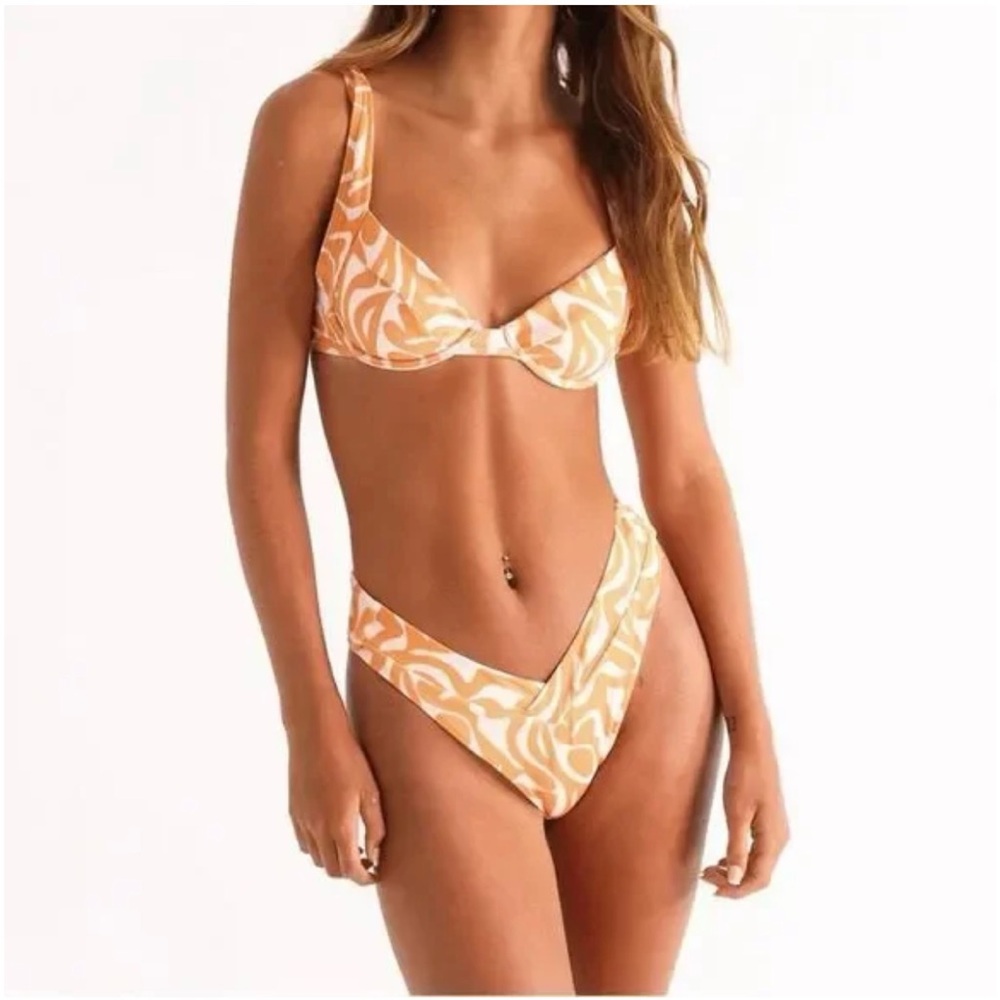 Aurelle Fez Bikini Set Orange Size Small Top Medium Bottoms
